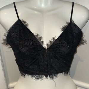 NEW PrettyLittleThing Black Lace Trim Bralette